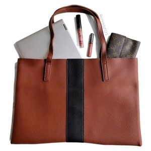 Vince Camuto Tote Dark Rum Vegan Leather